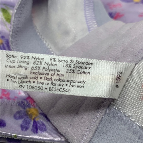 Cacique floral satin full coverage bra 48DD - Picture 5 of 6